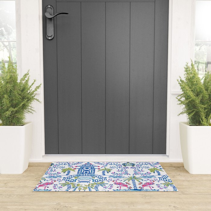 Colorful Coastal Chinoiserie  Welcome Mat Gallery Image 3