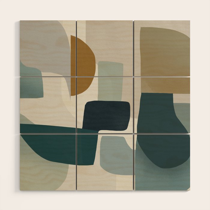 Geometric composition square Wood Wall Art Gallery Image 1