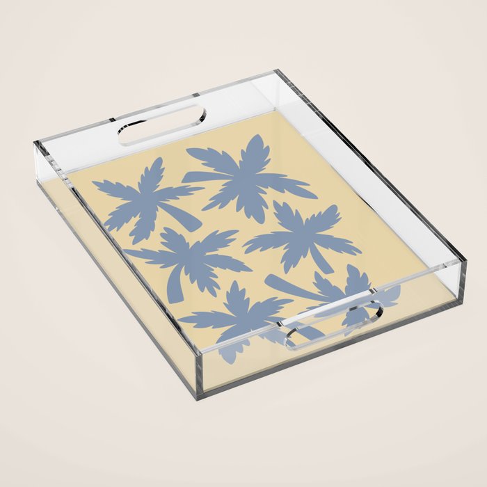 Palm Trees - Blue and Cream Acrylic Tray Gallery Image 1