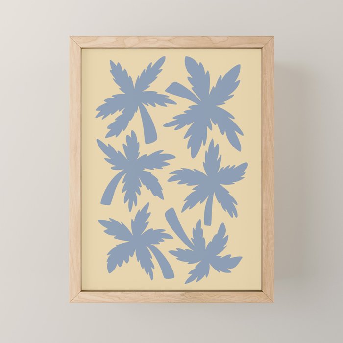 Palm Trees - Blue and Cream Mini Art Print Gallery Image 1