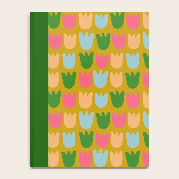 Rows of Tulips in Bloom in Yellow Ochre & Peach Notebook Gallery Image 4