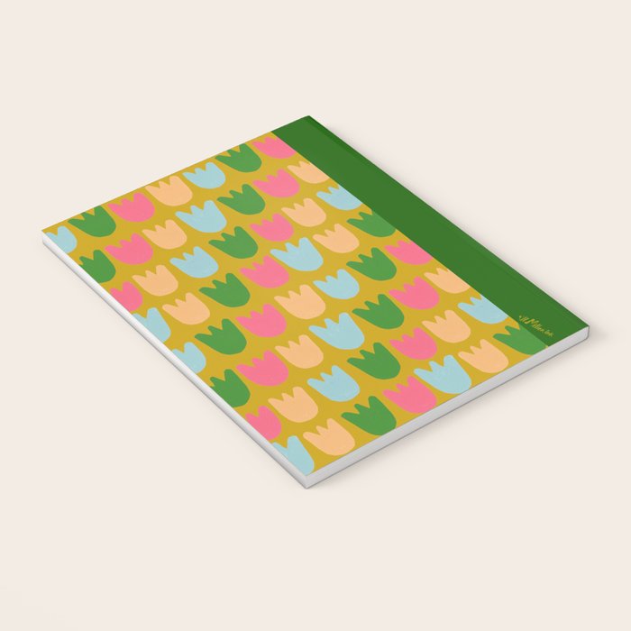Rows of Tulips in Bloom in Yellow Ochre & Peach Notebook Gallery Image 3