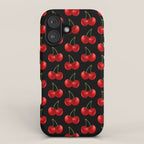 Y2K Cherries - Black Pattern Large iPhone Case Gallery Image 1