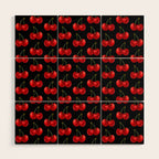 Y2K Cherries - Black Pattern Large Wood Wall Art Gallery Image 1