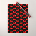 Y2K Cherries - Black Pattern Large Wrapping Paper Gallery Image 1
