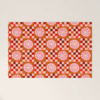 Checkered Sliced Citrus Fruit in Red & Peach Pink Welcome Mat Gallery Image 1