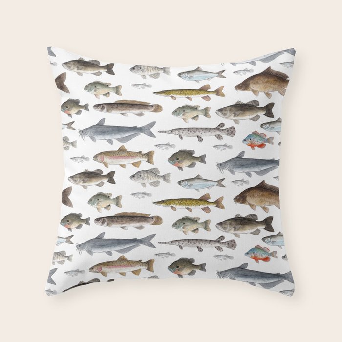 A Few Freshwater Fish Throw Pillow Gallery Image 1