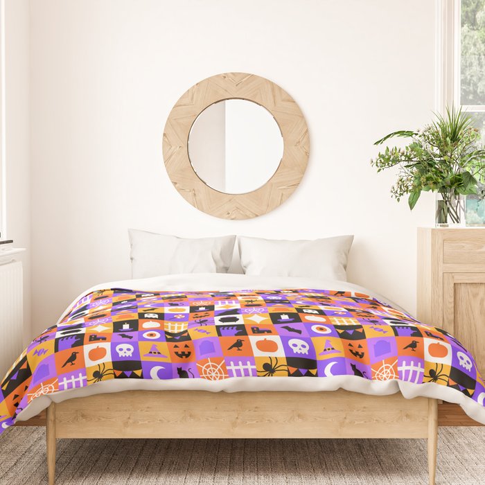Geometric halloween mosaic pattern Duvet Cover Gallery Image 3