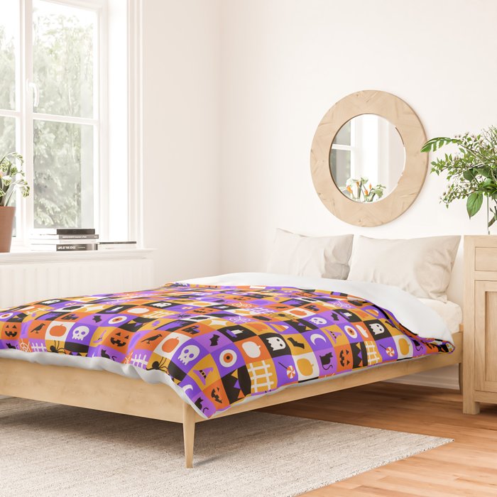 Geometric halloween mosaic pattern Duvet Cover Gallery Image 2