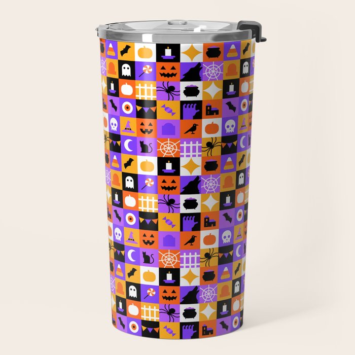 Geometric halloween mosaic pattern Travel Mug Gallery Image 2
