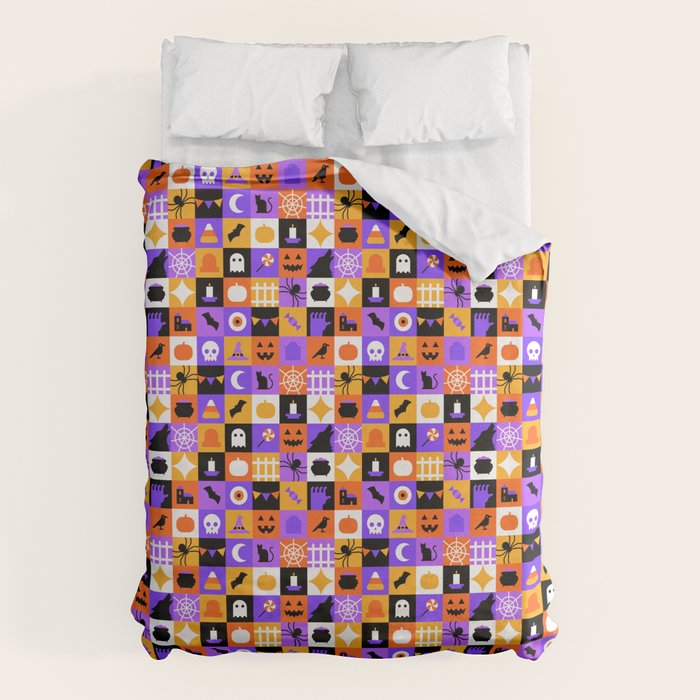 Geometric halloween mosaic pattern Duvet Cover Gallery Image 6