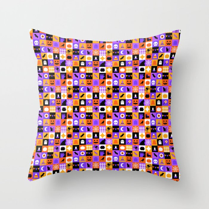 Geometric halloween mosaic pattern Throw Pillow Gallery Image 6