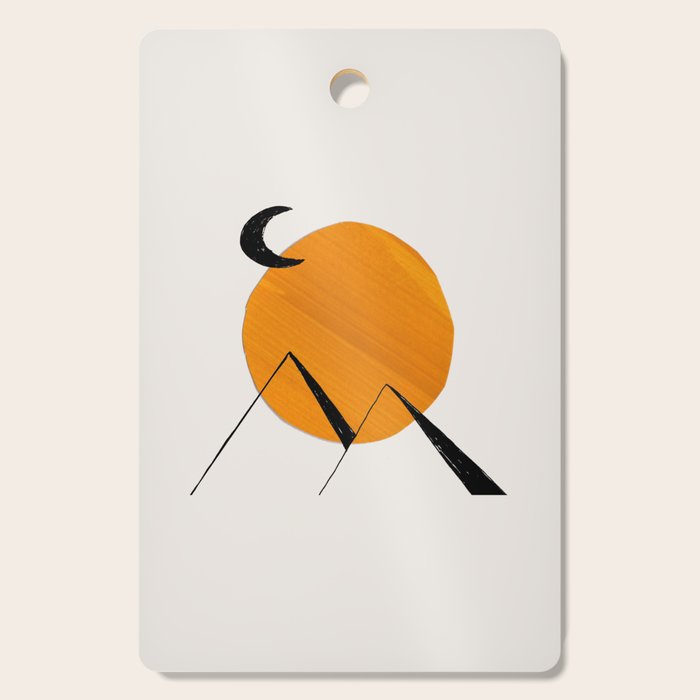 Minimalist Minimal Mid Century Abstract Middle Eastern Egypt Ancient Ruins Pyramids Moon Ejaaz Hanif Cutting Board Gallery Image 1