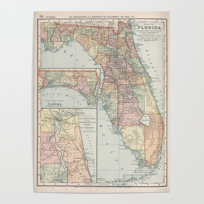 Vintage Map of Florida (1891) Poster Gallery Image 4