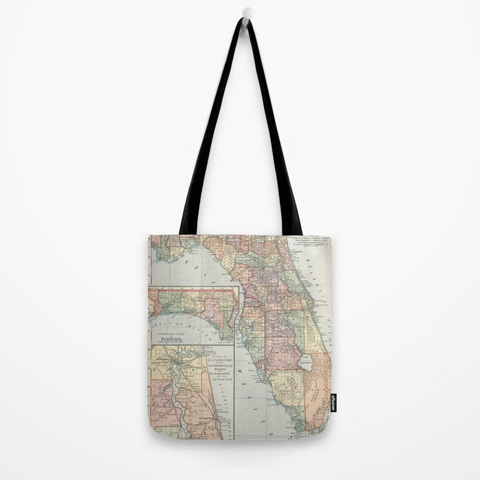 Vintage Map of Florida (1891) Tote Bag Gallery Image 2