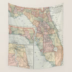 Vintage Map of Florida (1891) Wall Tapestry Gallery Image 4