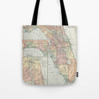 Vintage Map of Florida (1891) Tote Bag Gallery Image 1