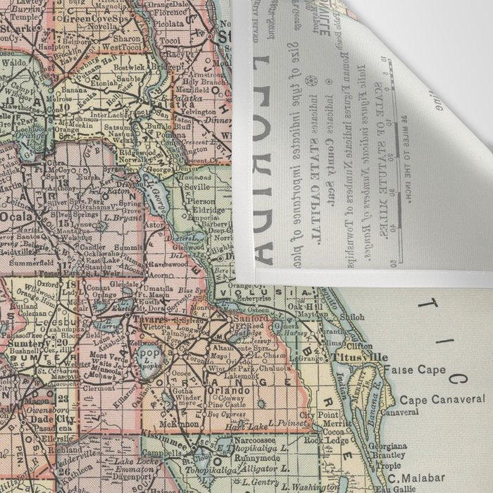 Vintage Map of Florida (1891) Wall Tapestry Gallery Image 3