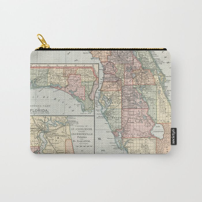 Vintage Map of Florida (1891) Carry All Pouch Gallery Image 1