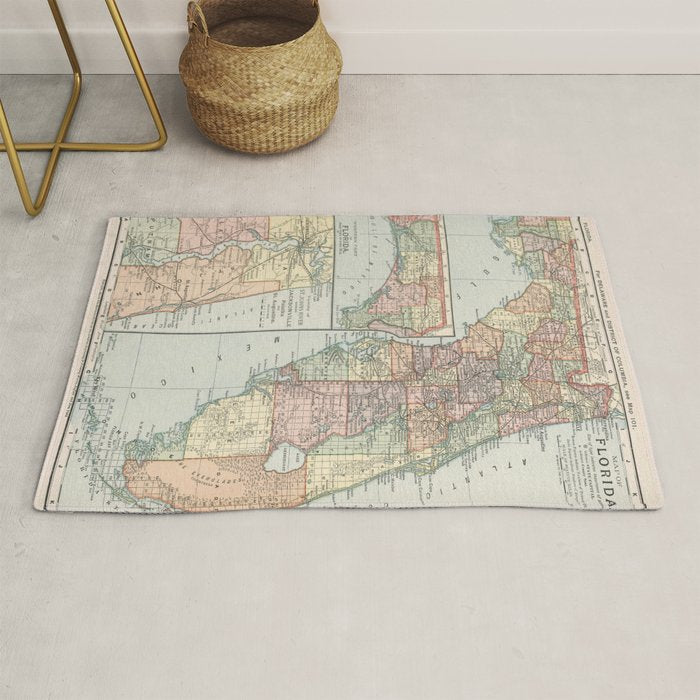 Vintage Map of Florida (1891) Rug Gallery Image 1