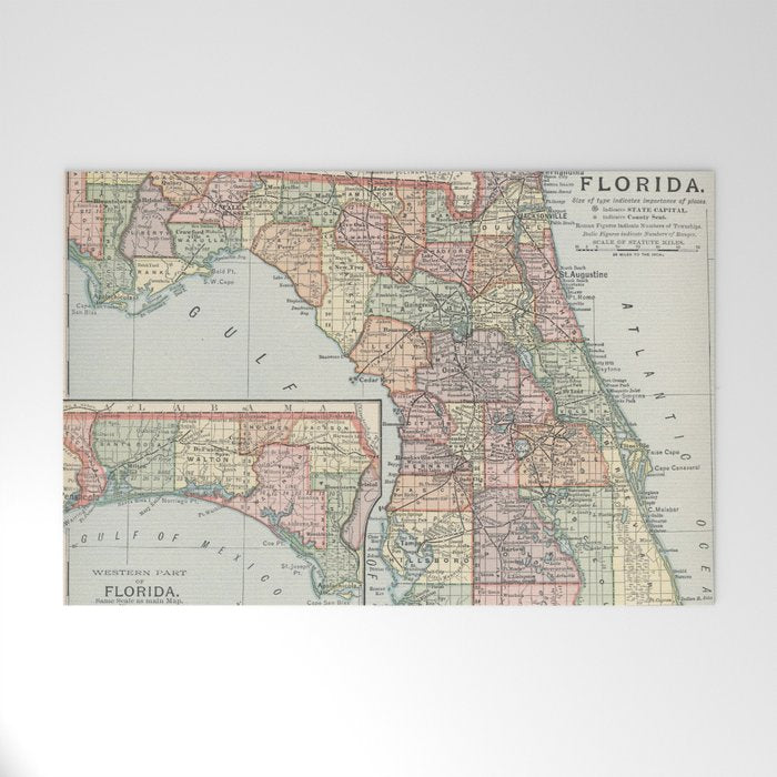 Vintage Map of Florida (1891) Welcome Mat Gallery Image 1