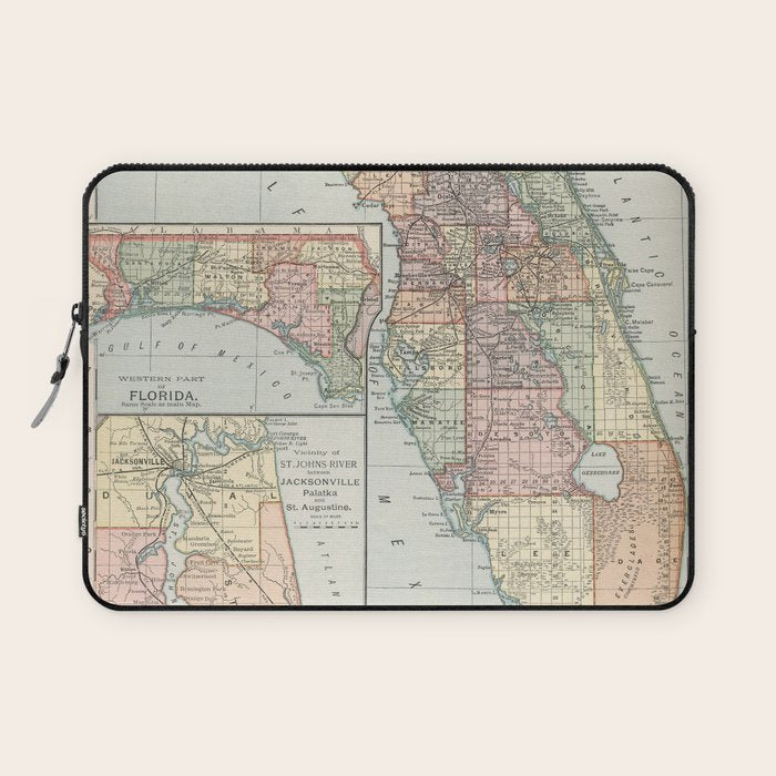Vintage Map of Florida (1891) Laptop Sleeve Gallery Image 1