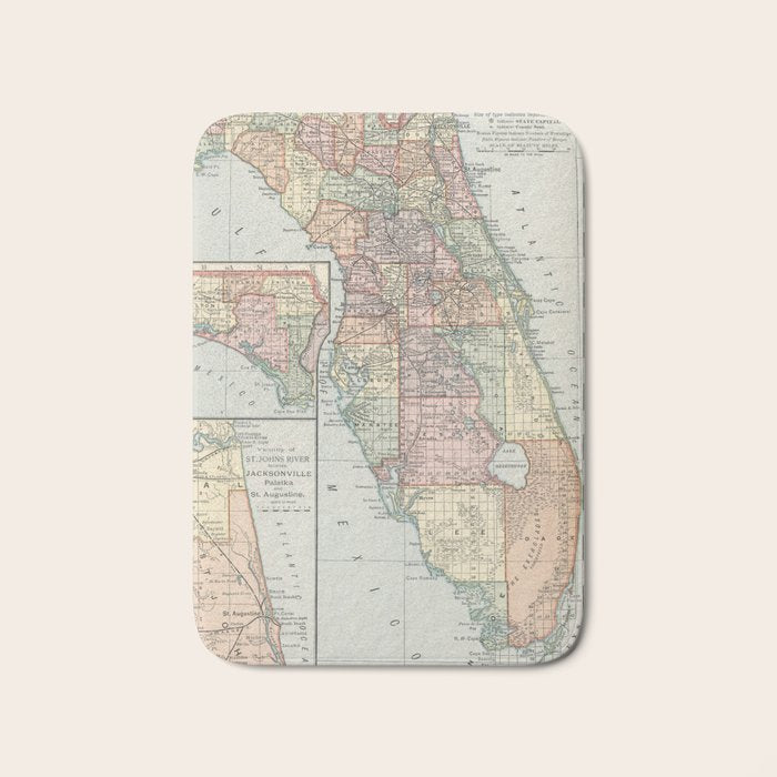 Vintage Map of Florida (1891) Bath Mat Gallery Image 1