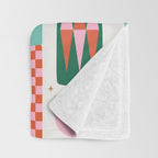 Retro Christmas Thermoses Red Pink and Green on White Throw Blanket Gallery Image 3
