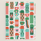 Retro Christmas Thermoses Red Pink and Green on White Jigsaw Puzzle Gallery Image 1