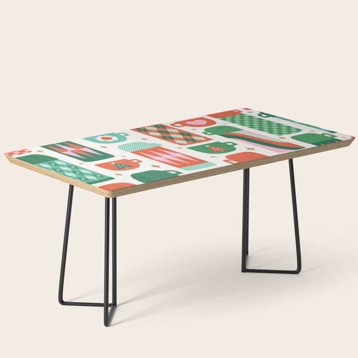 Retro Christmas Thermoses Red Pink and Green on White Coffee Table Gallery Image 1