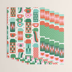 Retro Christmas Thermoses Red Pink and Green on White Wrapping Paper Gallery Image 3