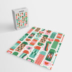 Retro Christmas Thermoses Red Pink and Green on White Jigsaw Puzzle Gallery Image 2