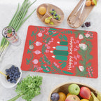 happy holidays greetings - folk art illustration Cutting Board Gallery Image 2