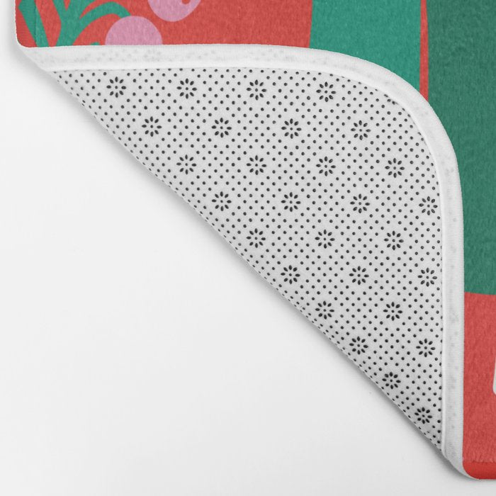 happy holidays greetings - folk art illustration Bath Mat Gallery Image 2