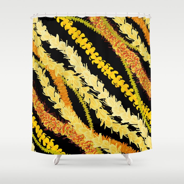 LEI VARIETY ON BLACK Shower Curtain Gallery Image 1