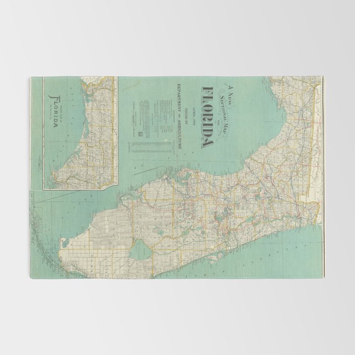 Vintage Florida Map (1916) Rug Gallery Image 2