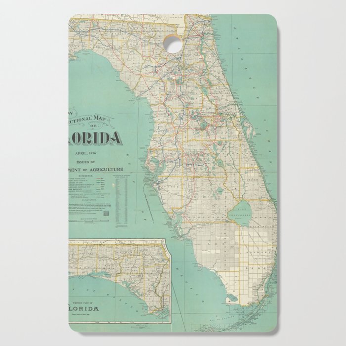 Vintage Florida Map (1916) Cutting Board Gallery Image 1