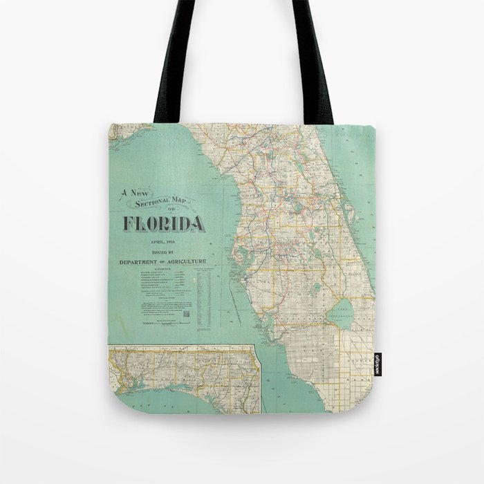Vintage Florida Map (1916) Tote Bag Gallery Image 1