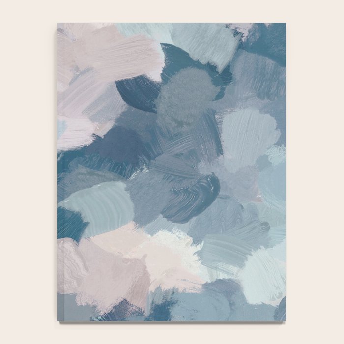 Beautiful Breeze I - Mint Aqua Navy Indigo Blue Blush Pink Abstract Painting, Modern Wall Art Notebook Gallery Image 4