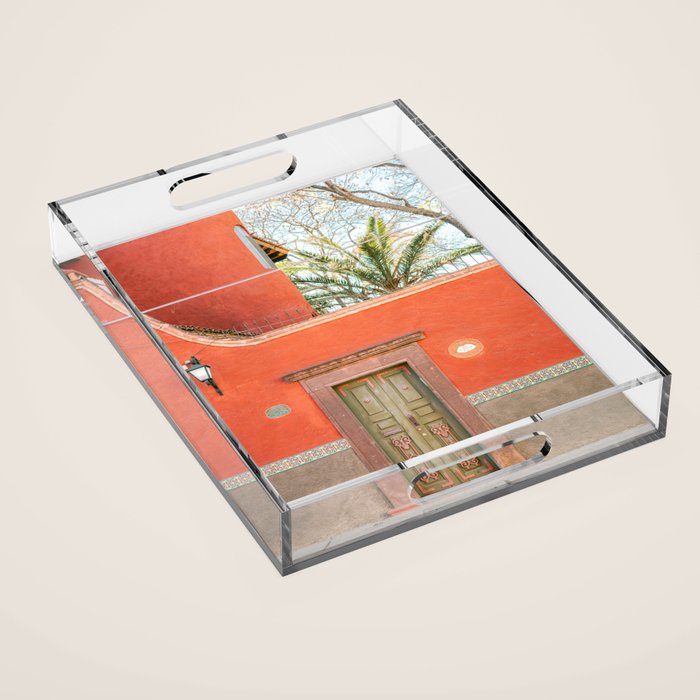 Mexico Red and Green | The San Miguel de Allende Mexico door Acrylic Tray Gallery Image 1