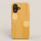 Mid Century Modern Geometric 118 in Yellow Gold Shades (Rainbow and Sun Abstraction) iPhone Case Gallery Image 1