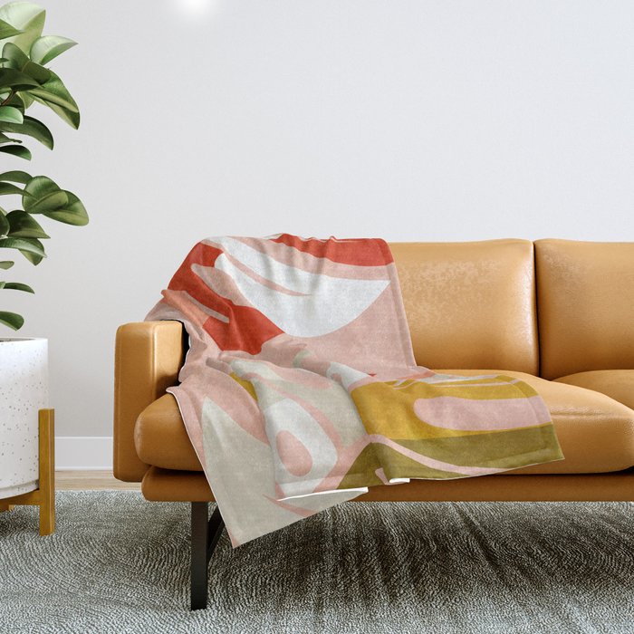 shapes leave minimal abstract art Throw Blanket Gallery Image 1