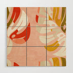 shapes leave minimal abstract art Wood Wall Art Gallery Image 1