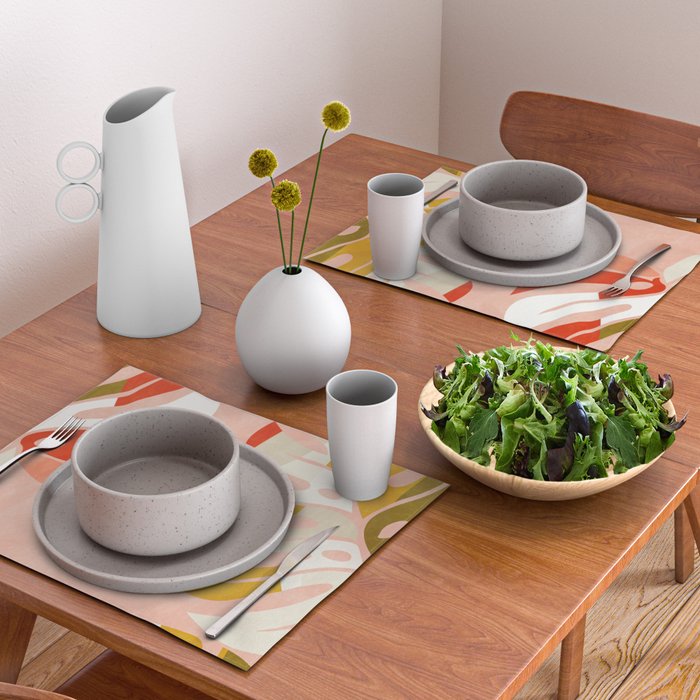 shapes leave minimal abstract art Placemat Gallery Image 2