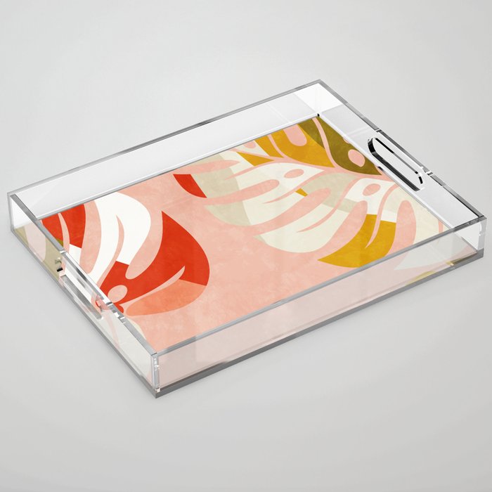 shapes leave minimal abstract art Acrylic Tray Gallery Image 1