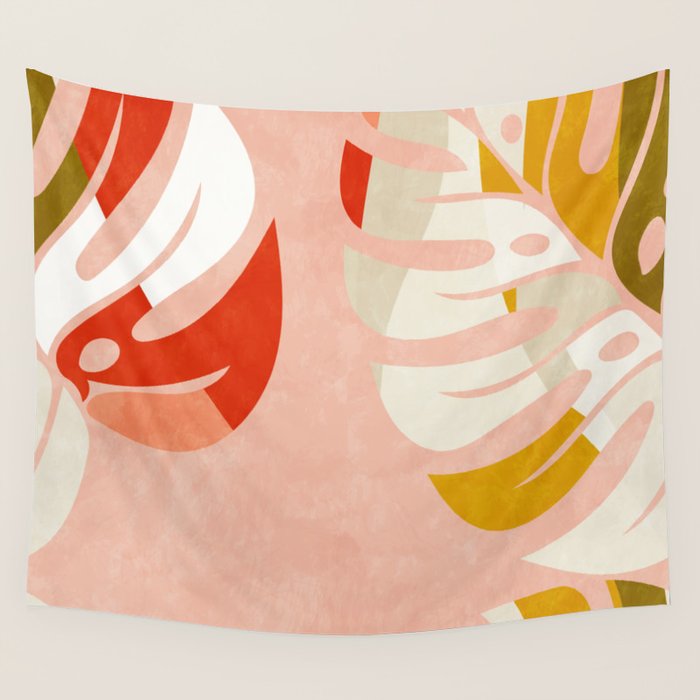 shapes leave minimal abstract art Wall Tapestry Gallery Image 1