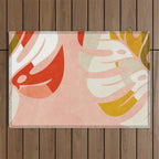 shapes leave minimal abstract art Outdoor Rug Gallery Image 1