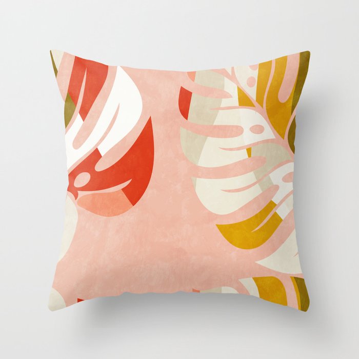 shapes leave minimal abstract art Throw Pillow Gallery Image 6