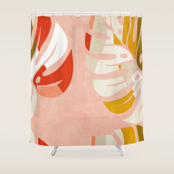 shapes leave minimal abstract art Shower Curtain Gallery Image 1