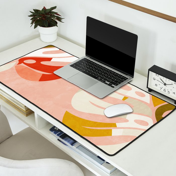 shapes leave minimal abstract art Desk Mat Gallery Image 2